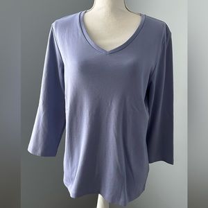 WOMENS CHICO’S SIZE 2 HAYDEN 3/4 SLEEVE VNECK NWT Lavender/Larkspur